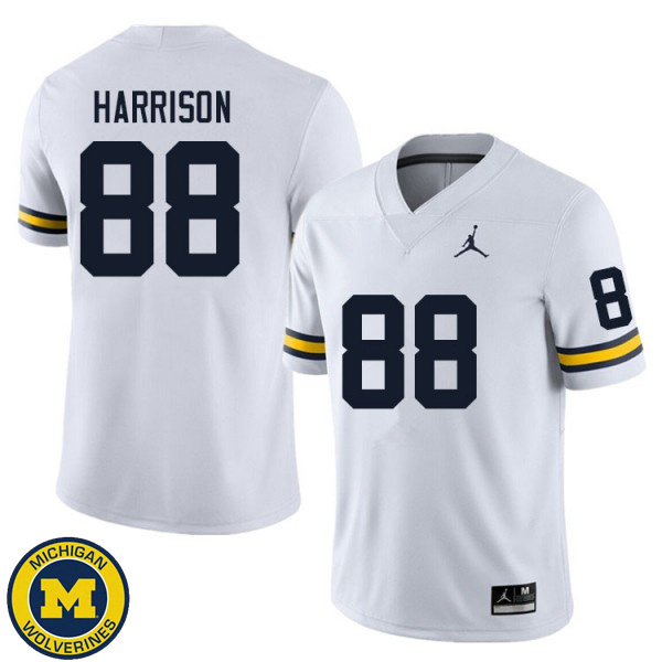 Men Michigan Wolverines #88 Matthew Harrison White Official Game Jersey